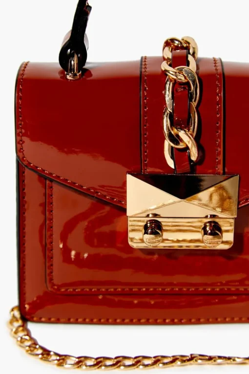 Faux Patent Leather Mini Crossbody Bag