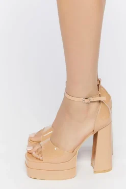Faux Patent Leather Platform Heels