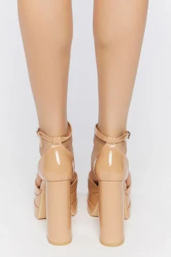 Faux Patent Leather Platform Heels
