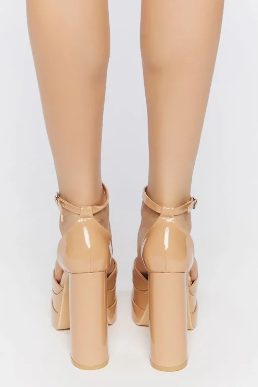 Faux Patent Leather Platform Heels