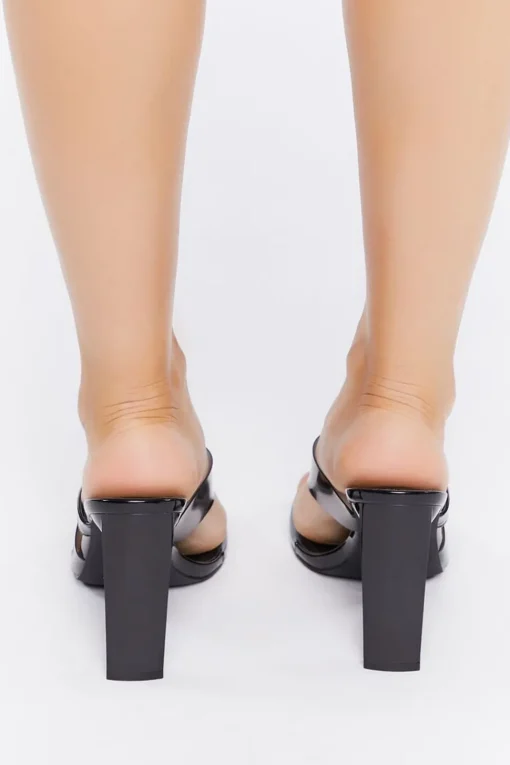 Faux Patent Leather Thong Heels