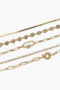 Faux Pearl & Faux Gem Bracelet Set