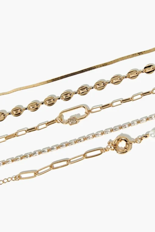 Faux Pearl & Faux Gem Bracelet Set