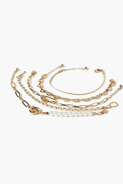 Faux Pearl & Faux Gem Bracelet Set