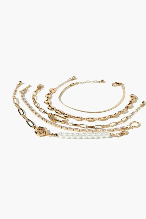 Faux Pearl & Faux Gem Bracelet Set