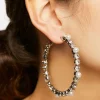 Faux Pearl & Gem Hoop Earrings