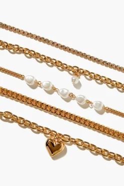 Faux Pearl Chain Bracelet Set