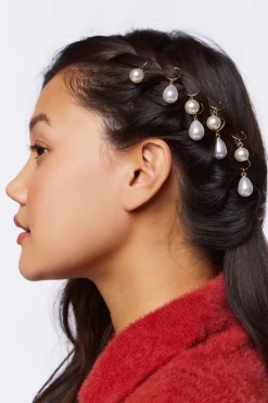 Faux Pearl Hair Ring Set