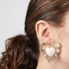 Faux Pearl Heart Statement Earrings