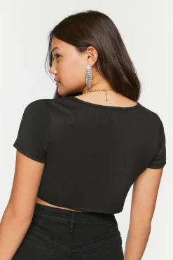 Faux Pearl-Trim Crop Top