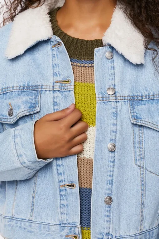 Faux Shearling Denim Trucker Jacket