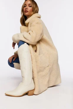 Faux Shearling Duster Coat