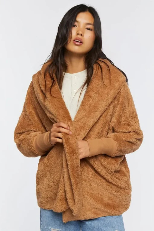 Faux Shearling Hooded Jacket