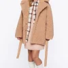 Faux Shearling Wrap Teddy Coat
