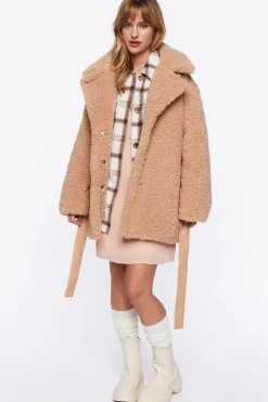 Faux Shearling Wrap Teddy Coat