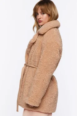 Faux Shearling Wrap Teddy Coat
