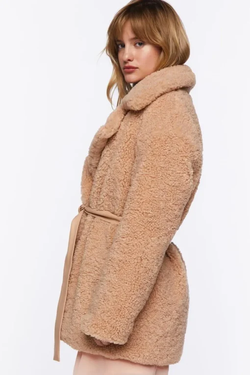 Faux Shearling Wrap Teddy Coat