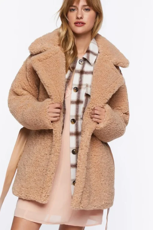 Faux Shearling Wrap Teddy Coat