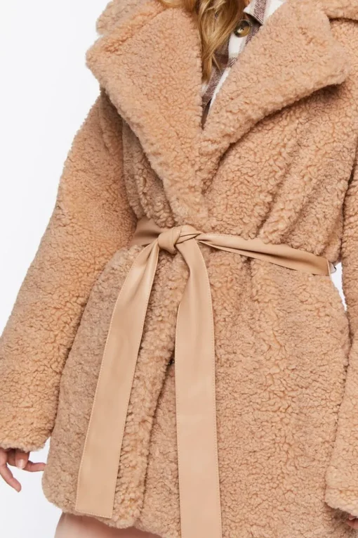 Faux Shearling Wrap Teddy Coat