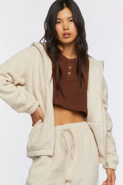 Faux Shearling Zip-Up Hoodie