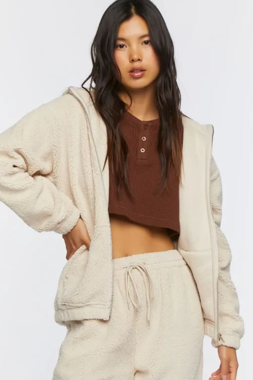 Faux Shearling Zip-Up Hoodie
