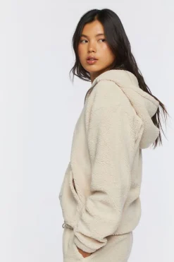 Faux Shearling Zip-Up Hoodie