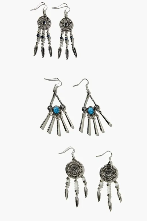 Faux Stone Dreamcatcher Drop Earring Set