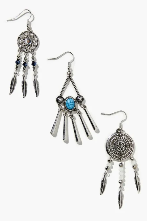 Faux Stone Dreamcatcher Drop Earring Set