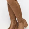 Faux Suede Block Heel Boots (Wide)