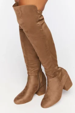 Faux Suede Block Heel Boots (Wide)