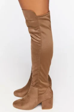 Faux Suede Block Heel Boots (Wide)