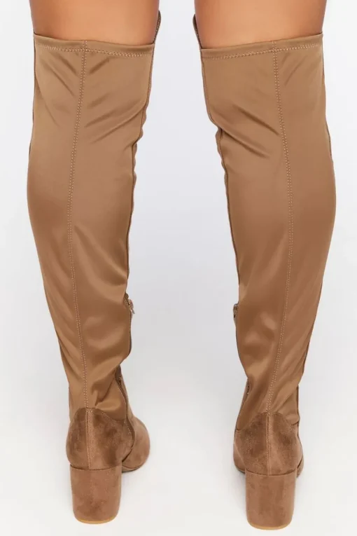 Faux Suede Block Heel Boots (Wide)