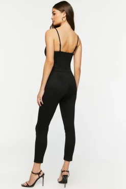 Faux Suede Bustier Jumpsuit
