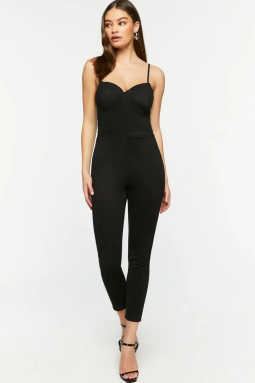 Faux Suede Bustier Jumpsuit