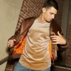 Faux Suede Curved Tee