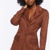 Faux Suede Cutout Blazer