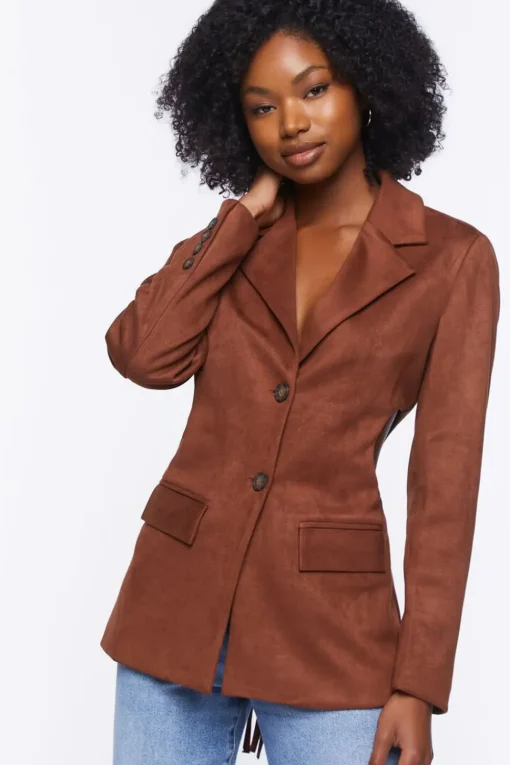 Faux Suede Cutout Blazer
