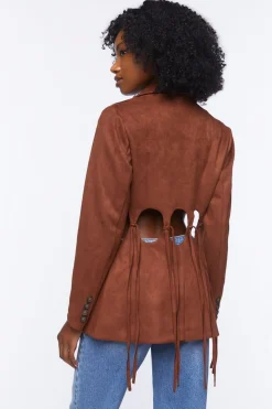 Faux Suede Cutout Blazer