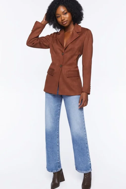 Faux Suede Cutout Blazer