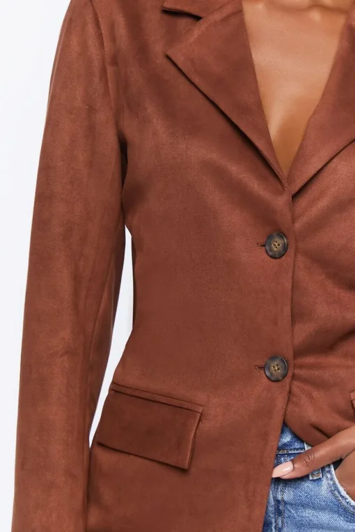 Faux Suede Cutout Blazer