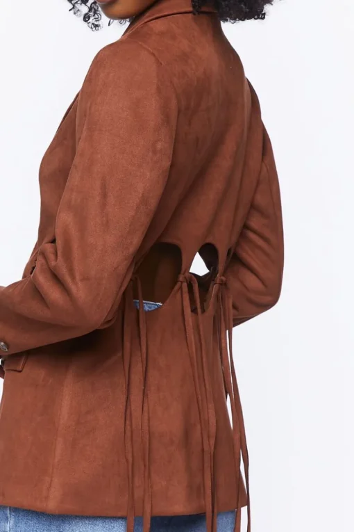Faux Suede Cutout Blazer