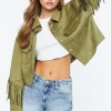 Faux Suede Fringe Trucker Jacket