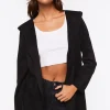 Faux Suede Hooded Longline Jacket