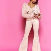 Faux Suede Mid-Rise Flare Pants