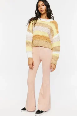Faux Suede Mid-Rise Flare Pants