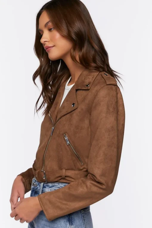 Faux Suede Moto Jacket