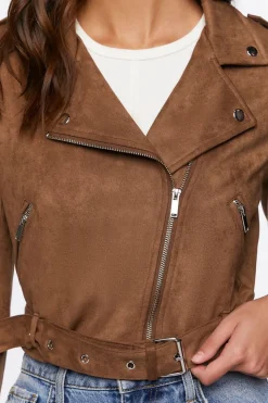 Faux Suede Moto Jacket