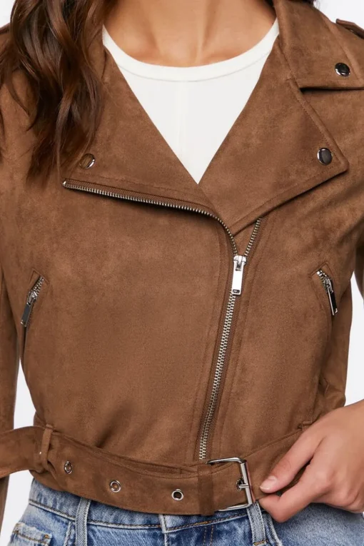 Faux Suede Moto Jacket