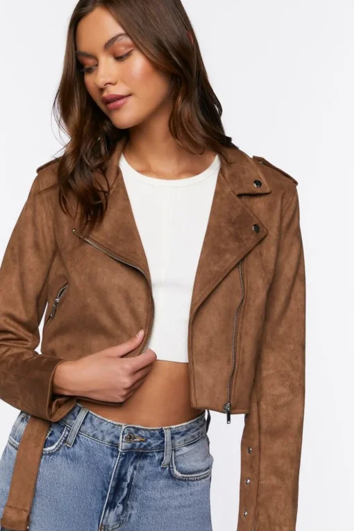 Faux Suede Moto Jacket