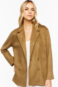 Faux Suede Notched Blazer